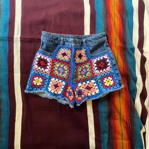 Farm Rio x Anthropologie Crochet-Front Jean Shorts